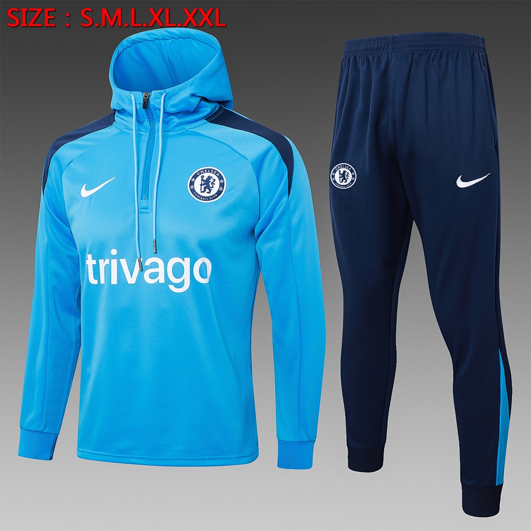 JER-1087_1 Chelsea 24/25 Half Zip Hoodie Blue - 图片 1