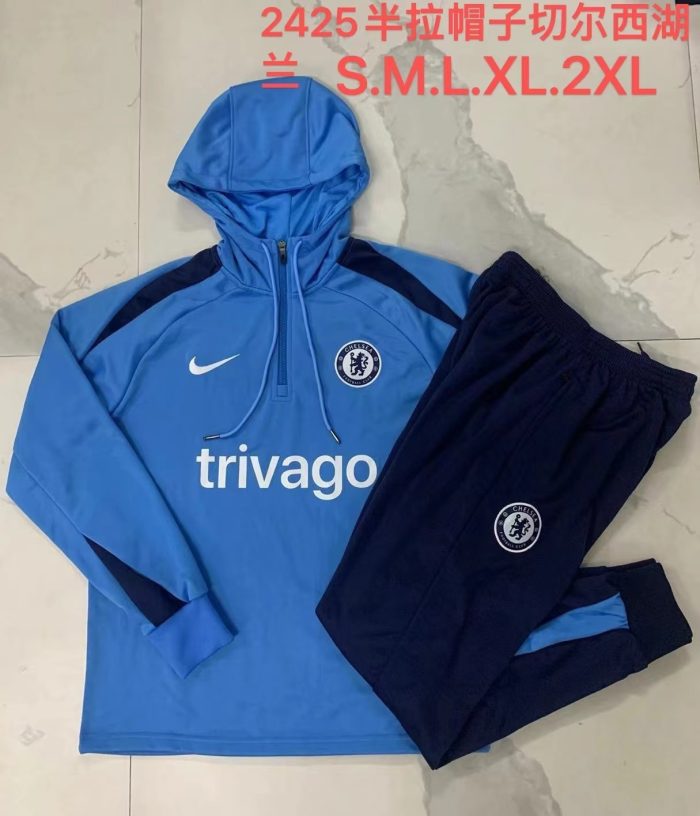Chelsea 24/25 Half Zip Hoodie Blue - 图片 11