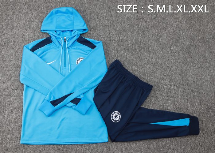 Chelsea 24/25 Half Zip Hoodie Blue - 图片 2