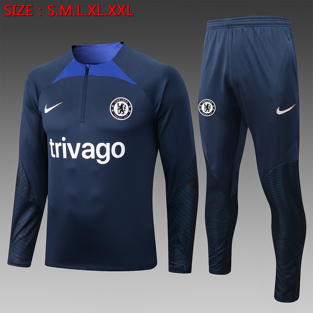 JER-1088_1 Chelsea 22/23 Royal Blue Half Zip Jacket - 图片 1