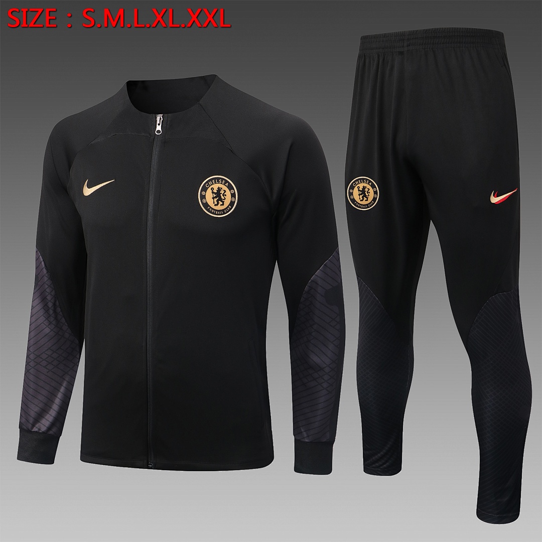 JER-1089_1 Chelsea 22/23 Black Long Zip Jacket - 图片 1