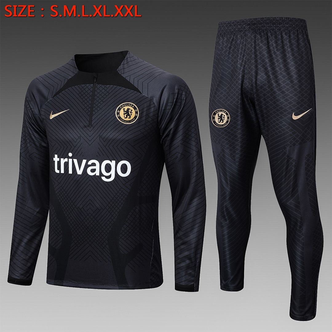 JER-1090_1 Chelsea 22/23 Black Half Zip (Spray Print) - 图片 1