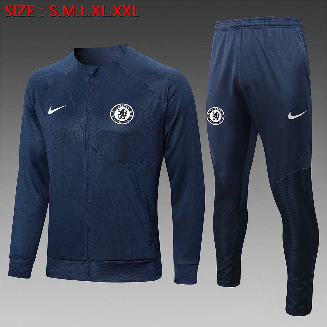 JER-1104_1 Chelsea 22/23 Blue Long Zip Jacket - 图片 1