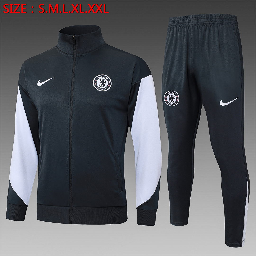 JER-1111_1 Chelsea 25/26 Dark Grey Long Zip Jacket - 图片 1