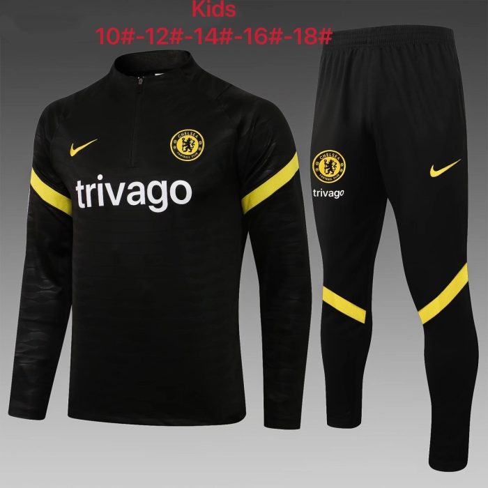 Chelsea 21/22 Black Kids Half Zip Jacket - 图片 2