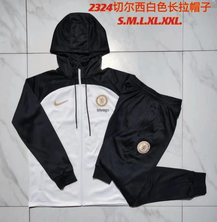 Chelsea 23/24 White Long Zip Jacket with Hood - 图片 11