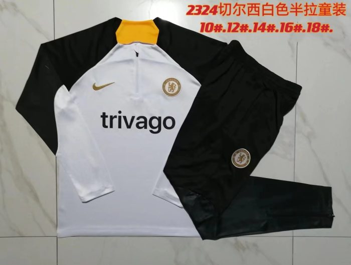 Chelsea 23/24 White Kids Half Zip Jacket - 图片 3