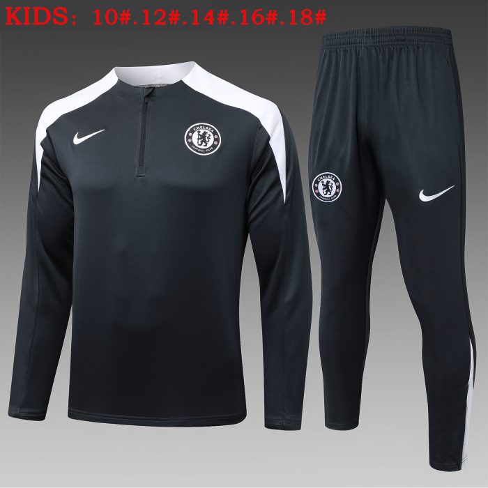 Chelsea 25/26 Dark Grey Half Zip Kids - 图片 2