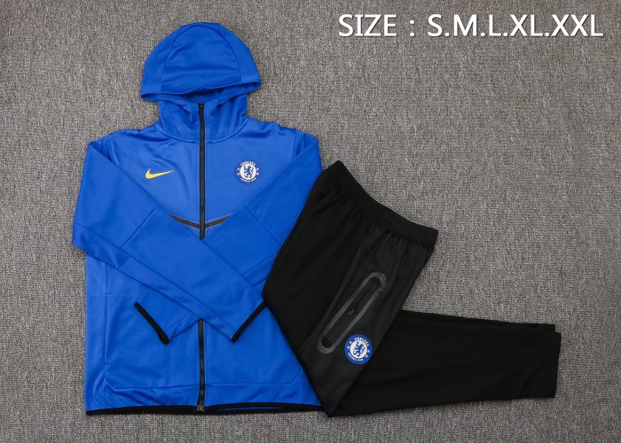 Chelsea 22/23 Colorful Blue Long Zip Jacket with Hood - 图片 2
