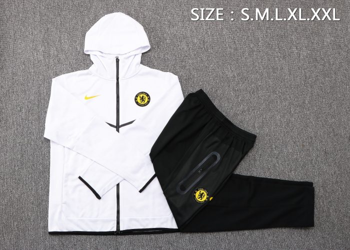 Chelsea 22/23 White Long Zip Jacket with Hood - 图片 2