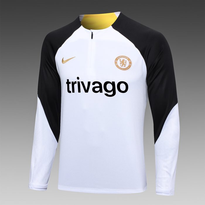 Chelsea 23/24 White Half Zip Jacket (Black Chest Badge) - 图片 2