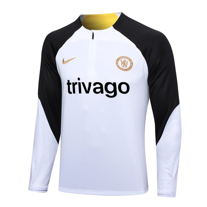 Chelsea 23/24 White Half Zip Jacket (Black Chest Badge) - 图片 3