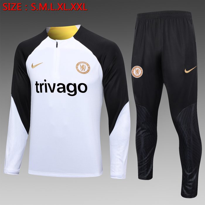Chelsea 23/24 White Half Zip Jacket (Black Chest Badge) - 图片 5