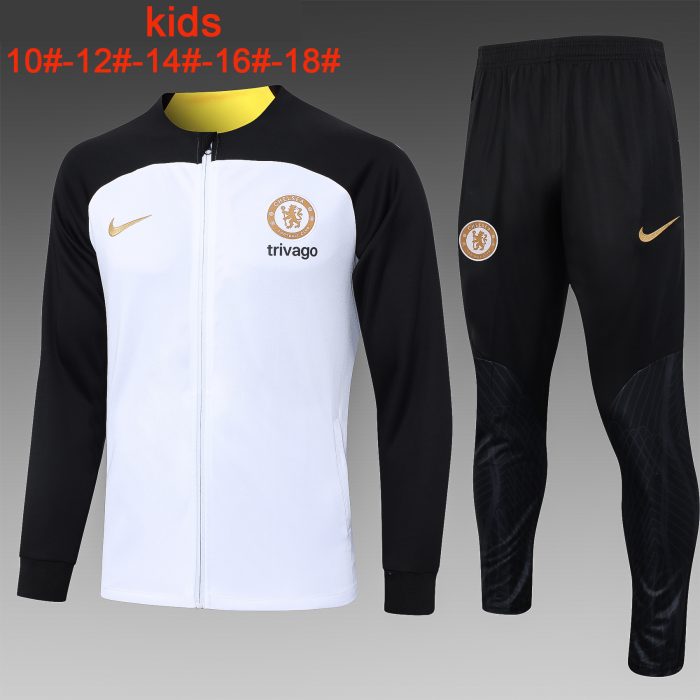 Chelsea 23/24 White Kids Long Zip Jacket - 图片 2