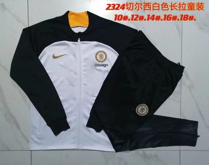 Chelsea 23/24 White Kids Long Zip Jacket - 图片 3