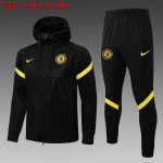Chelsea 21/22 Black Long Zip Hoodie (Yellow Trim)