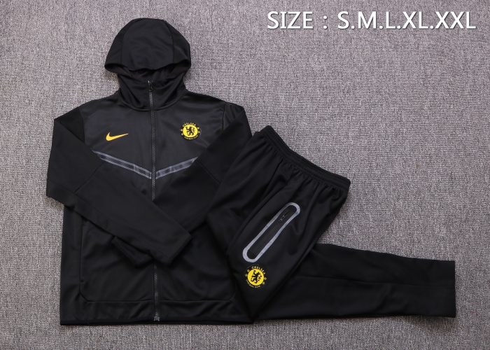 Chelsea 22/23 Black Long Zip Jacket with Hood - 图片 3