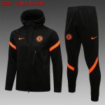 Chelsea 21/22 Black Long Zip Hoodie (Orange Trim)