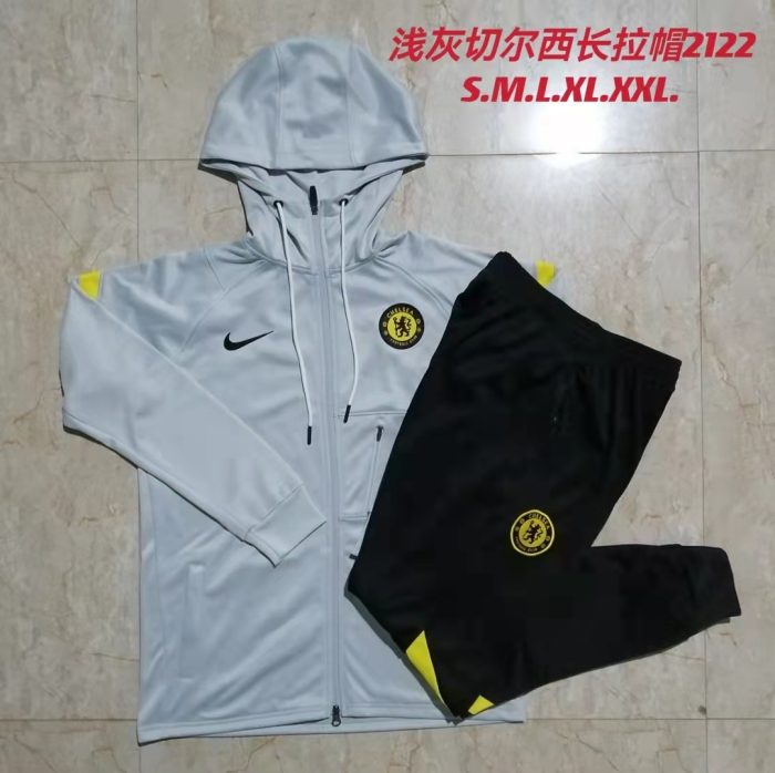 Chelsea 21/22 Light Gray Long Zip Jacket with Hood - 图片 11