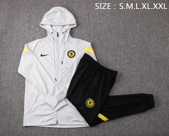 Chelsea 21/22 Light Gray Long Zip Jacket with Hood - 图片 2