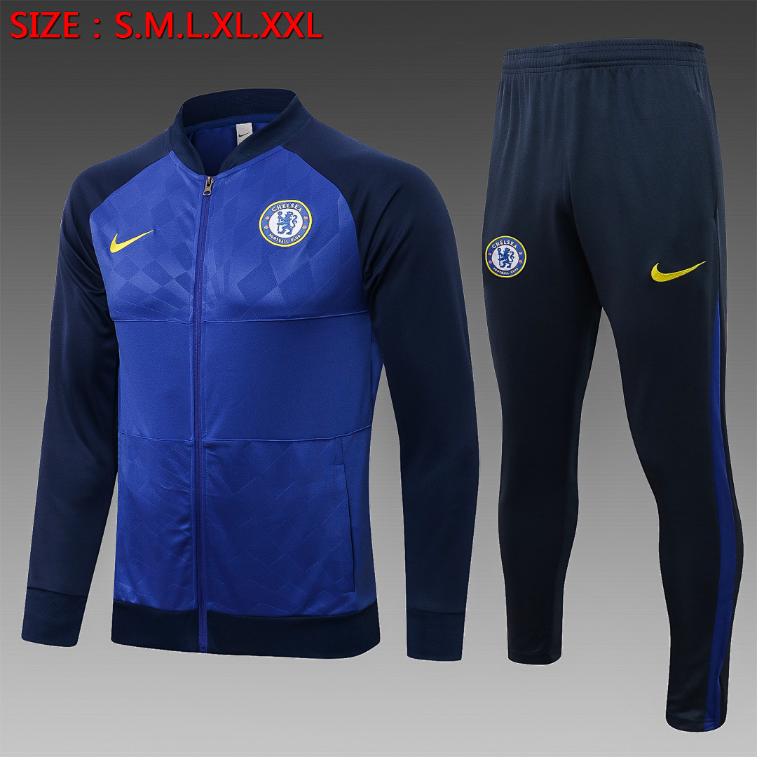 JER-1171_1 Chelsea 21/22 Low Neck Color Blue Long Zip Jacket - 图片 1
