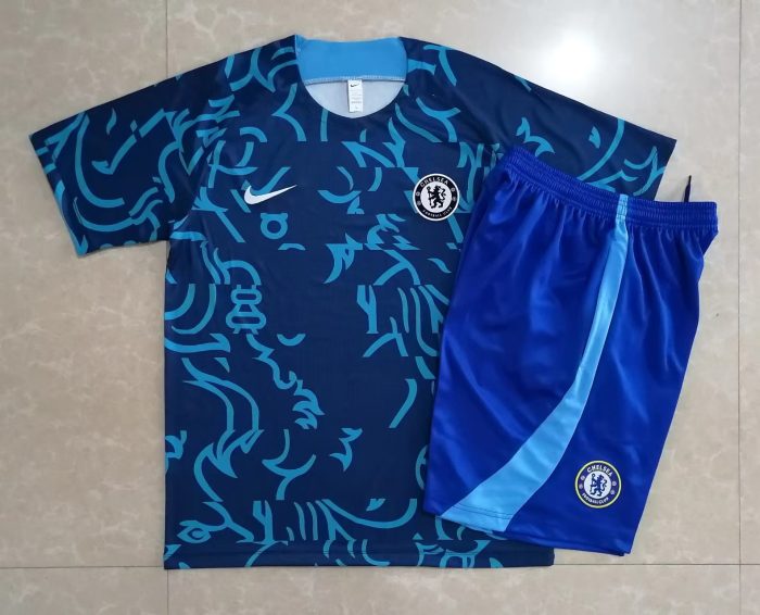 Chelsea 22/23 Full Body Splatter Blue Training Short Sleeve Suit - 图片 11