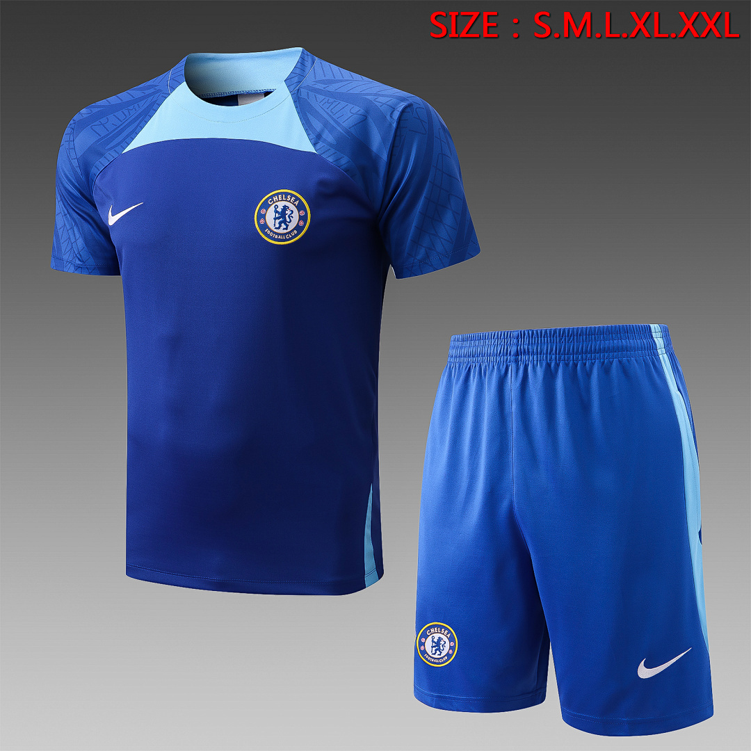 JER-1184_1 Chelsea 22/23 Colorful Blue Short Sleeve Suit (with 5-inch Shorts) - 图片 1