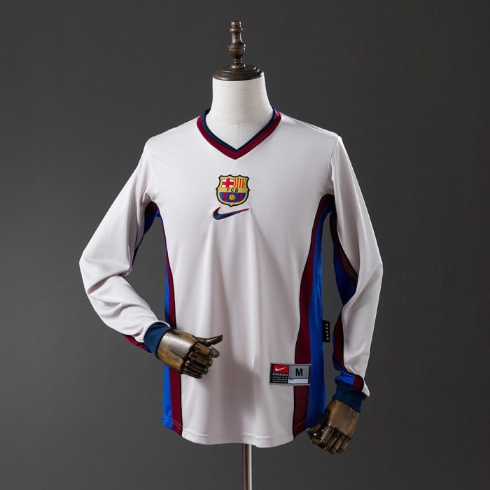 Barcelona 1998/99 Away Long Sleeve Retro Jersey - 图片 8