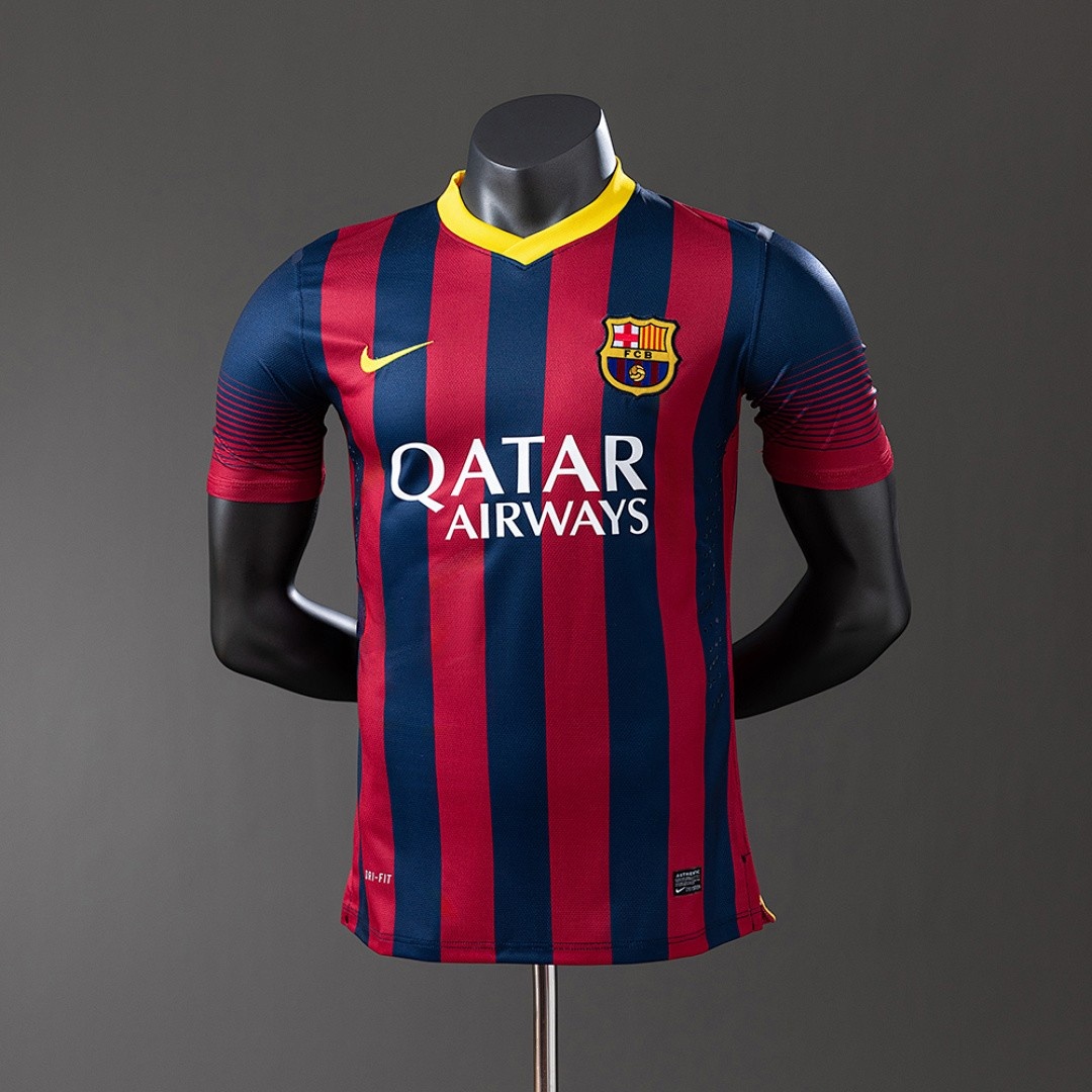 JER-2637_1 Barcelona 2013/2014 Home Player Version Retro Jersey - 图片 1
