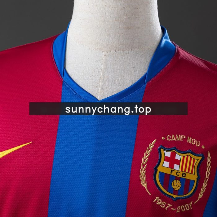 Barcelona 2007-2008 Home Long Sleeve Retro Jersey - 图片 7
