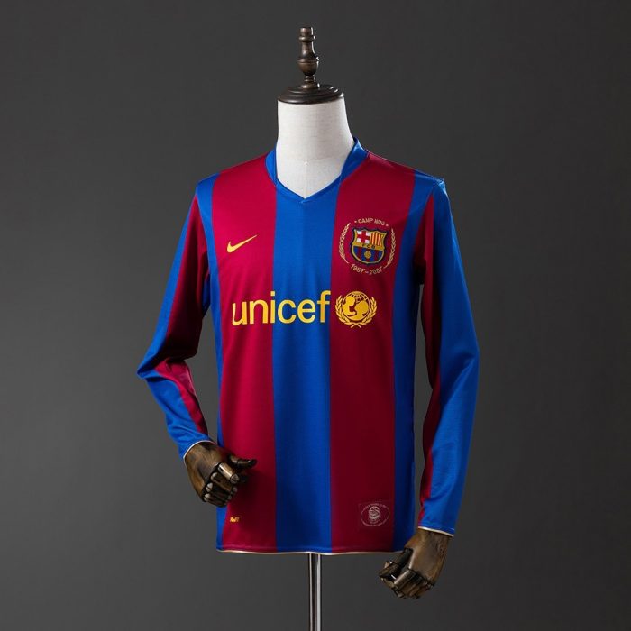 Barcelona 2007-2008 Home Long Sleeve Retro Jersey - 图片 9