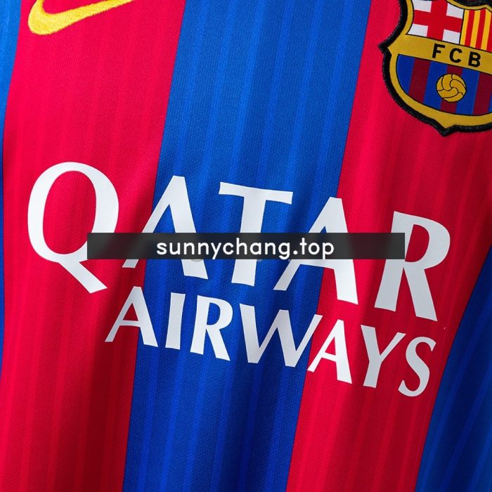 Barcelona 2016/17 Home Long Sleeve Retro Jersey - 图片 6