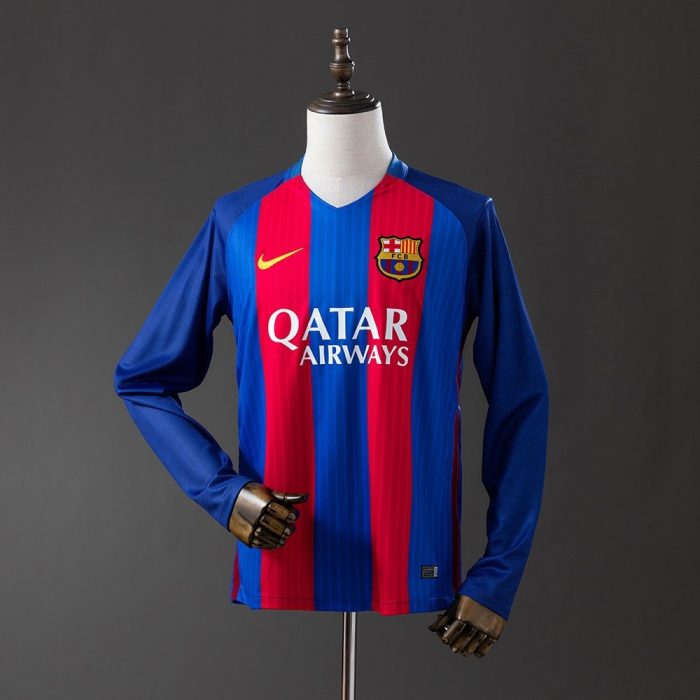 Barcelona 2016/17 Home Long Sleeve Retro Jersey - 图片 9