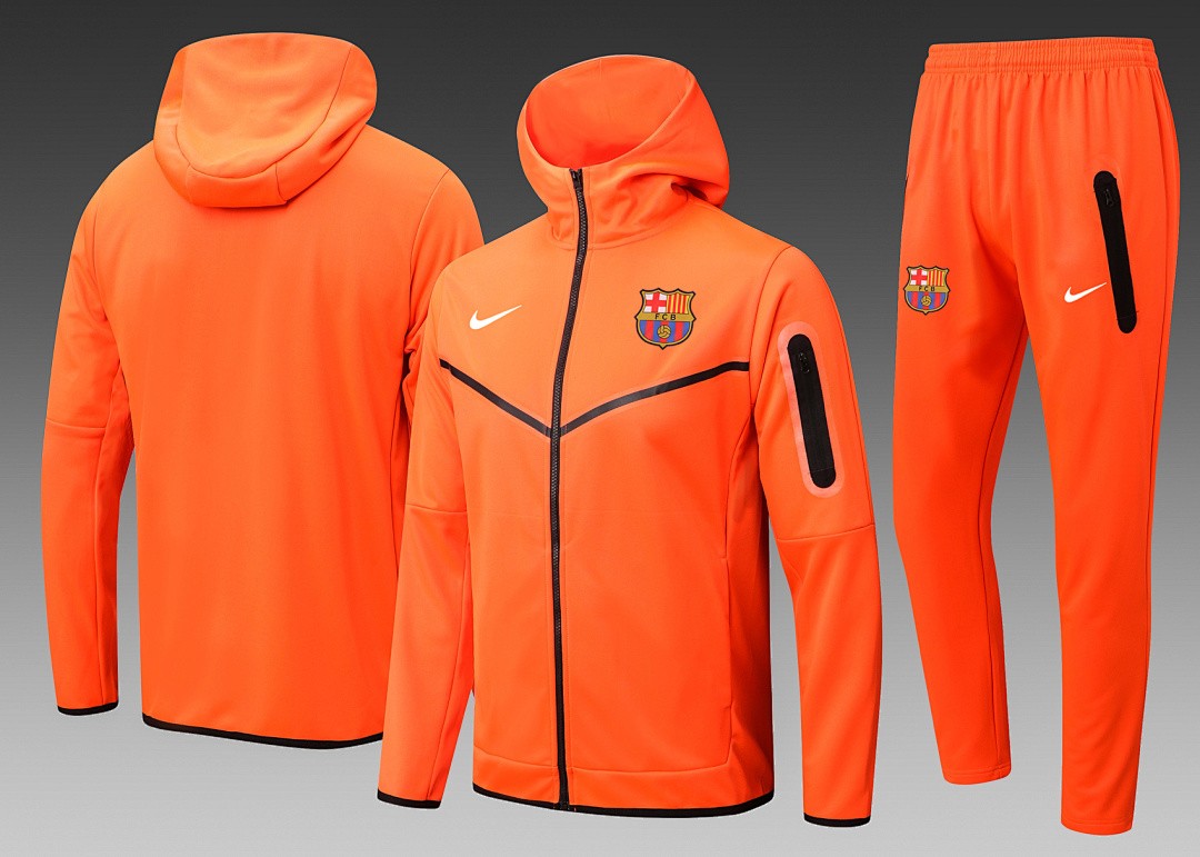 JER-2774_1 Barcelona 22/23 Orange Long Zip Jacket with Hood - 图片 1