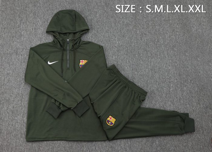 Barcelona 23/24 Half-Zip Hoodie Dark Green - 图片 2