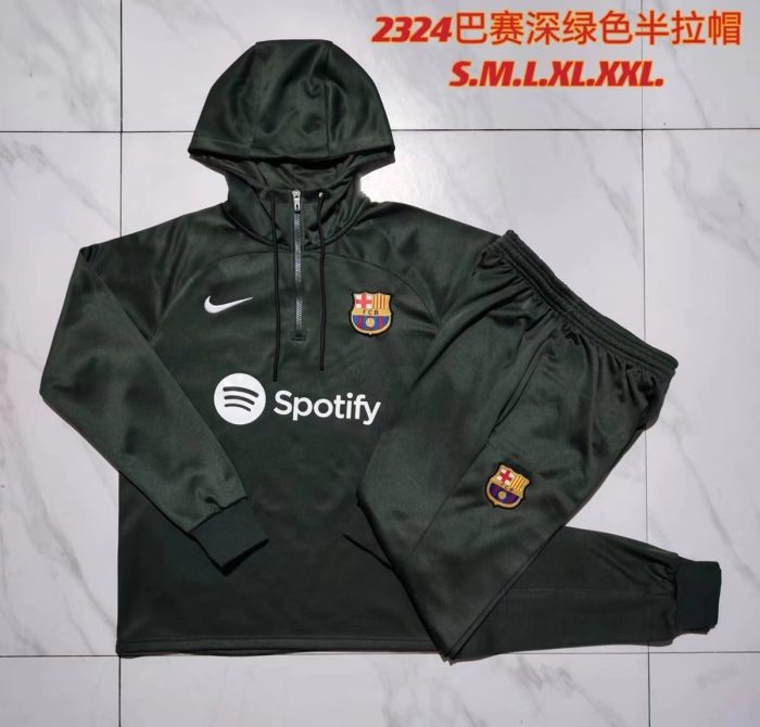 Barcelona 23/24 Half-Zip Hoodie Dark Green - 图片 9