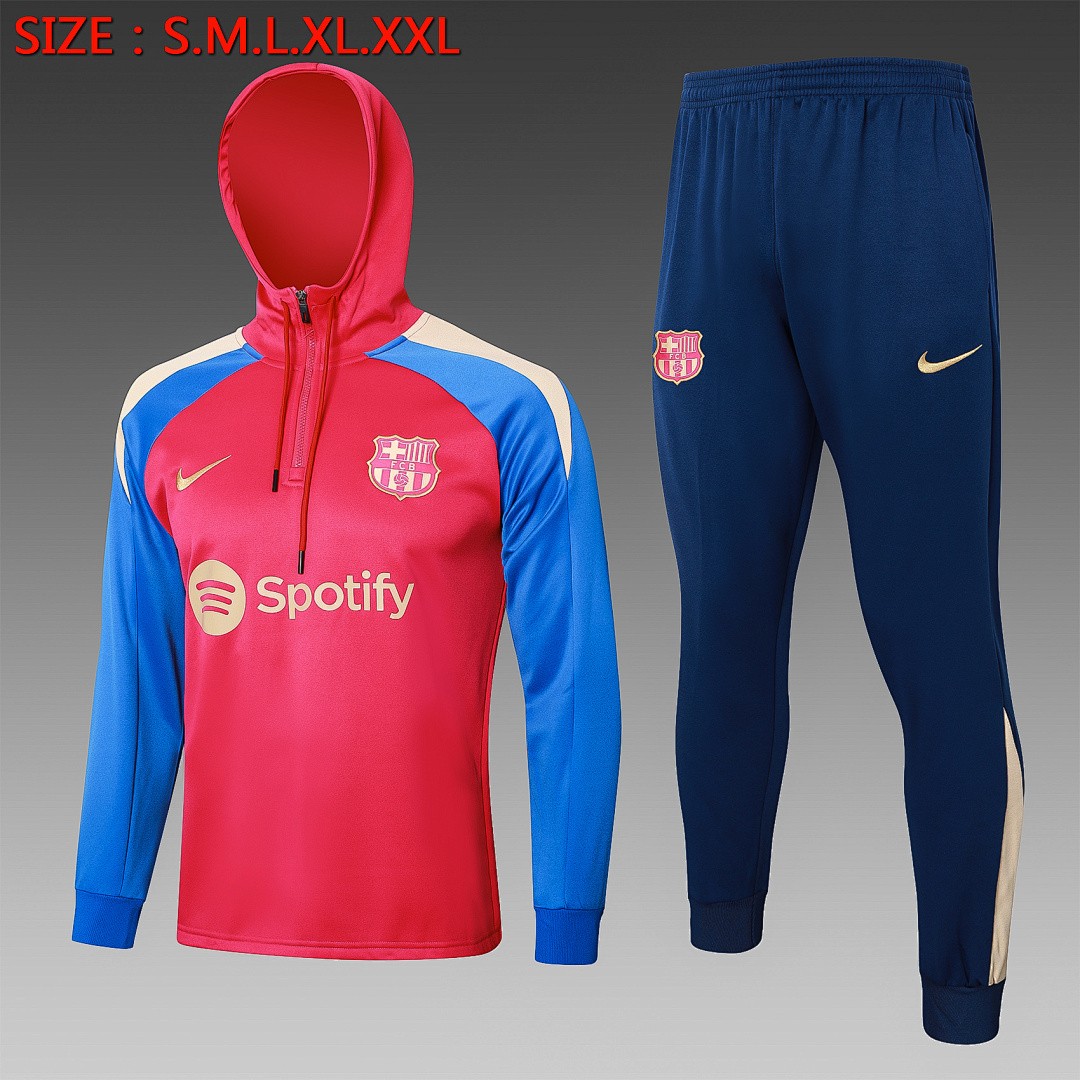 JER-2778_1 Barcelona 24/25 Half-Zip Hoodie Red - 图片 1