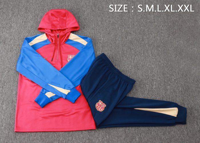 Barcelona 24/25 Half-Zip Hoodie Red - 图片 2