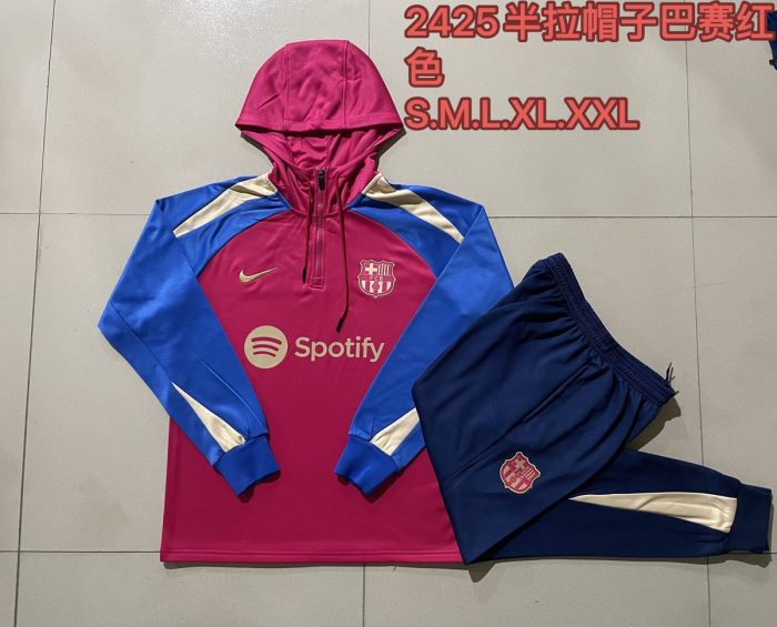 Barcelona 24/25 Half-Zip Hoodie Red - 图片 9