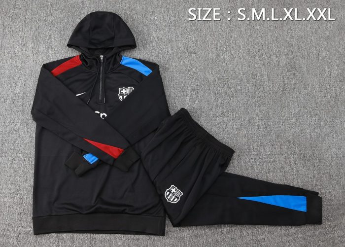 Barcelona 24/25 Half-Zip Hoodie Black - 图片 2