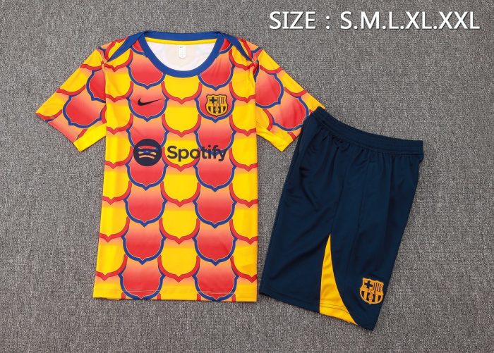 Barcelona 24-25 Yellow Splatter Short Sleeve Training Suit - 图片 2