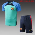 Barcelona 22/23 Short Sleeve Green Blue Sleeves - 图片 2