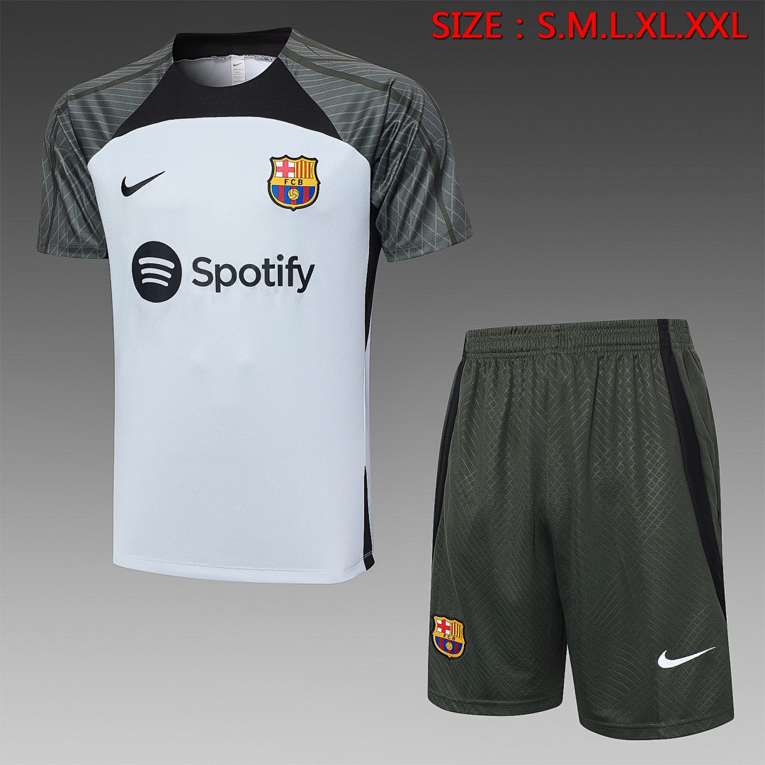 JER-2793_1 Barcelona 23-24 Light Gray Short Sleeve Training Suit - 图片 1