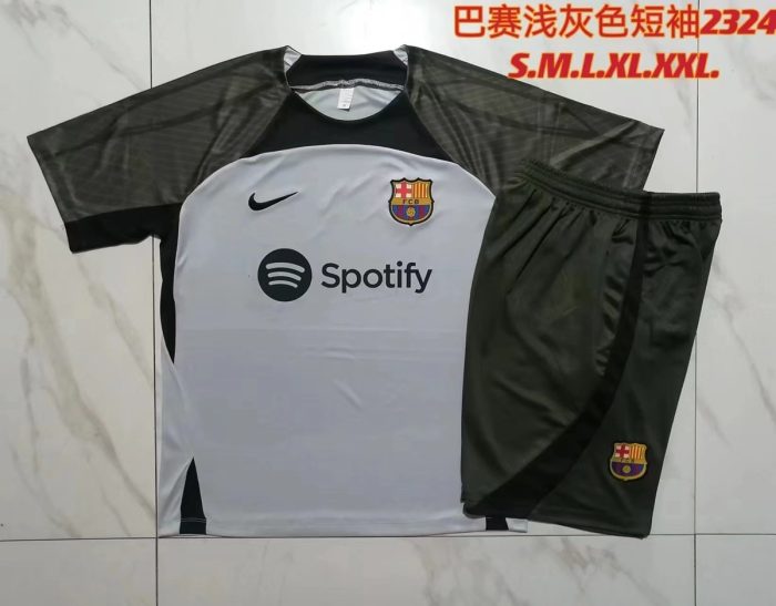 Barcelona 23-24 Light Gray Short Sleeve Training Suit - 图片 9