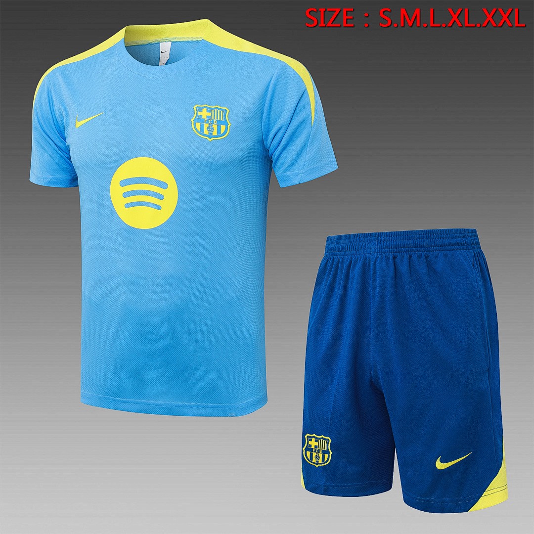 JER-2795_1 Barcelona Light Blue Short Sleeve Training Suit - 图片 1