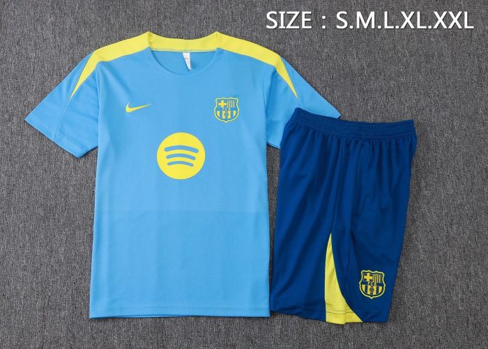 Barcelona Light Blue Short Sleeve Training Suit - 图片 2