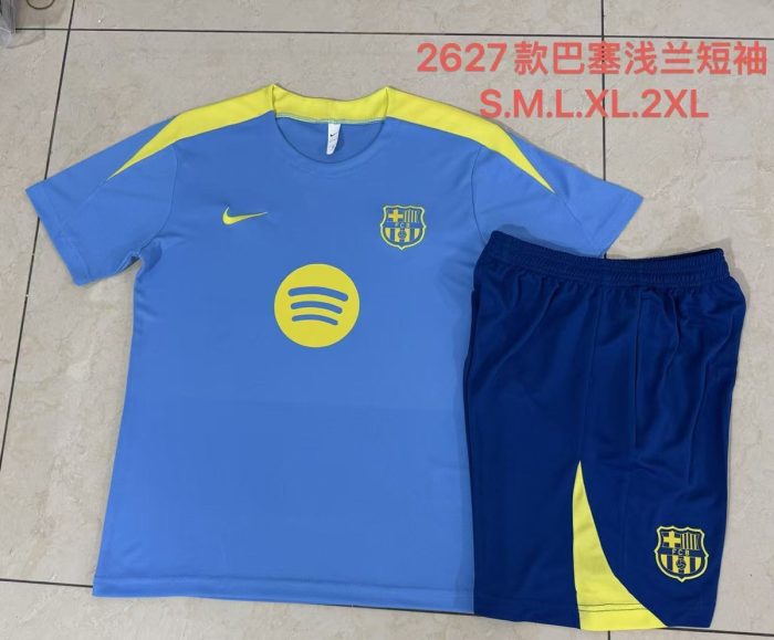 Barcelona Light Blue Short Sleeve Training Suit - 图片 9