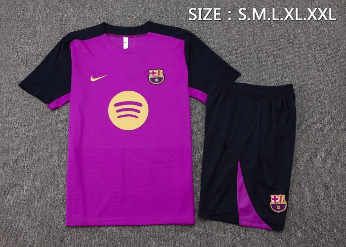 Barcelona Purple Short Sleeve Training Suit - 图片 2