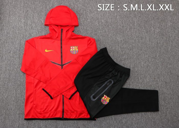 Barcelona 22/23 Red Long Zip Jacket with Hood - 图片 2