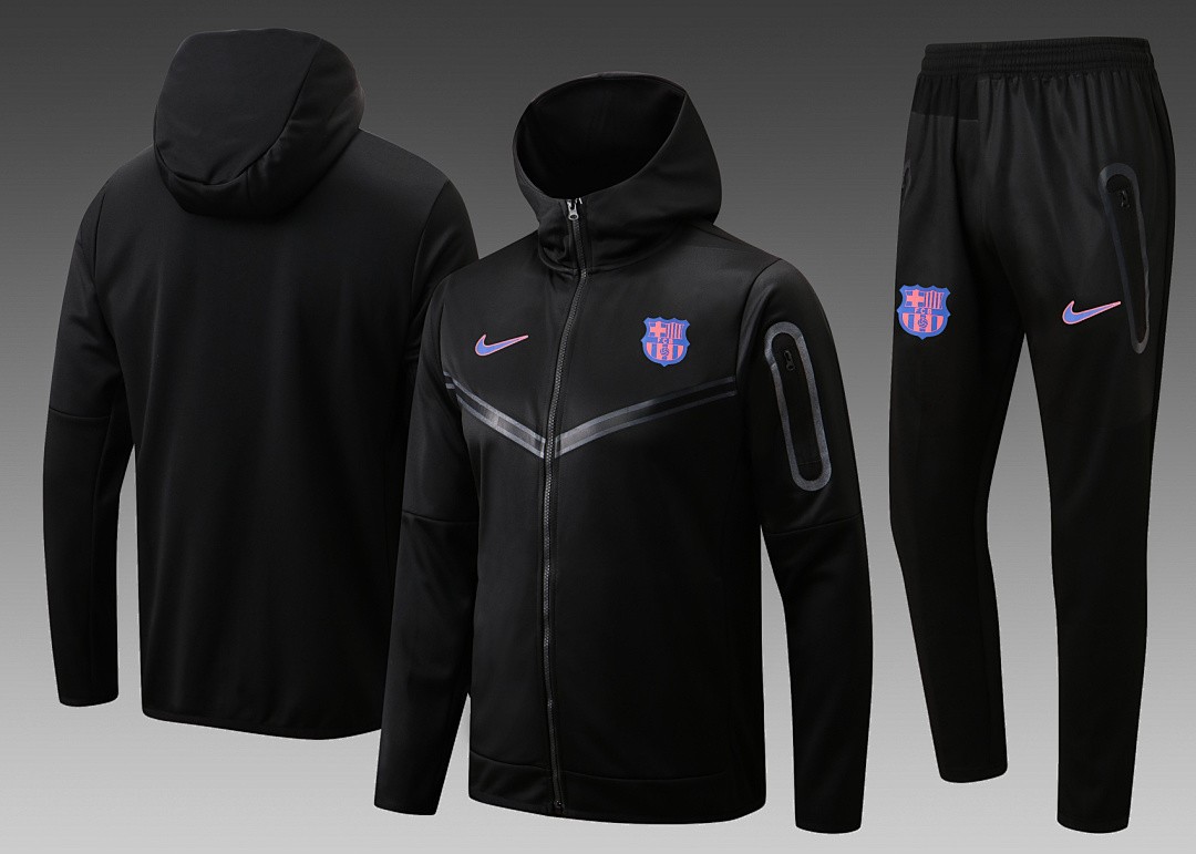 JER-2800_1 Barcelona 22/23 Long Zip Jacket Black - 图片 1